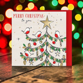 Christmas Tree With Robins Christmas cards - pack of 8