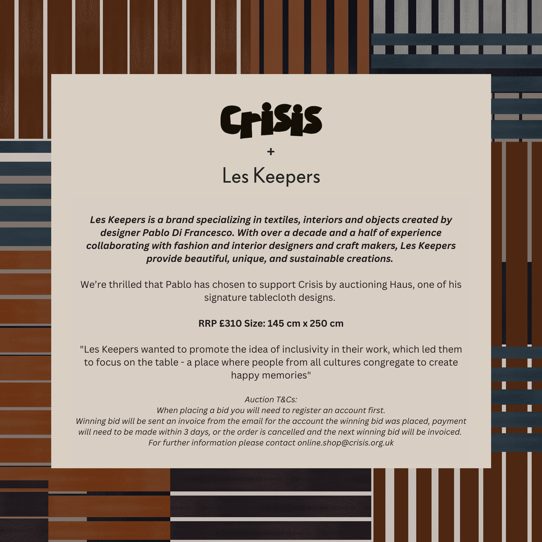 Les Keepers x Crisis Charity Auction