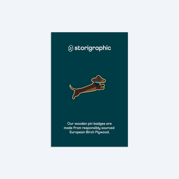 Dashing Dachshund Wooden Pin Badge