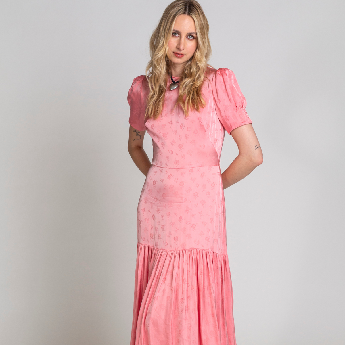 The Vampire's Wife Pink Floral Satin Dress