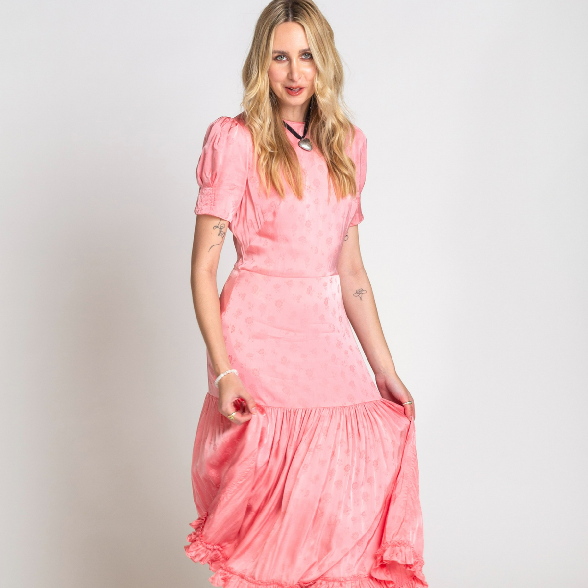The Vampire's Wife Pink Floral Satin Dress