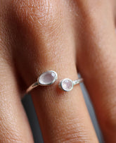 Pooja Open Silver Ring With Chalcedony Gemstones