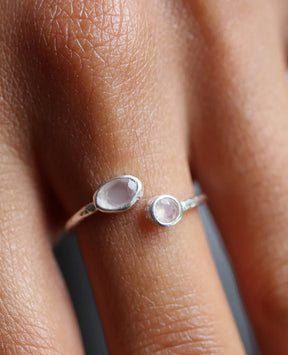 Pooja Open Silver Ring With Chalcedony Gemstones