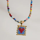 Multi-Coloured Miyuki Bead Heart Necklace - 3 designs