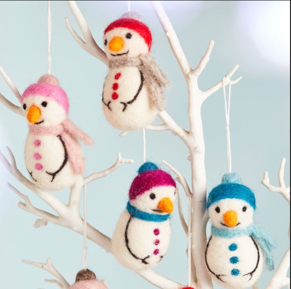 Handmade Felt Snowman Decoration- Pack of 3