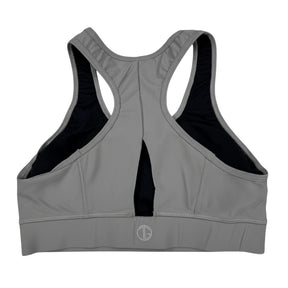 Tiger & Glory grey sports bra with racerback and cutout detail. Medium size.