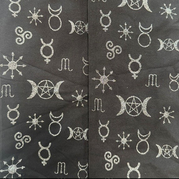 Snag Tights Black Silver Symbolic Tights - Wicca