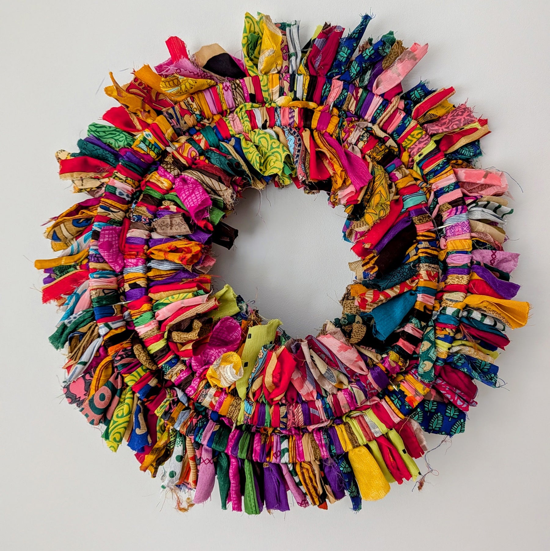 Pri Pri Handmade Upcycled Multi Coloured Sari Wreath
