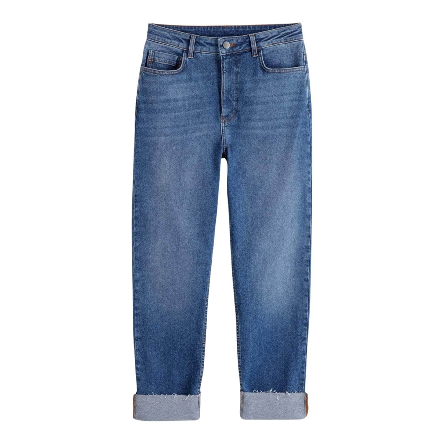 Hush Blue "Margaux" Straight Leg Cropped Blue Jeans