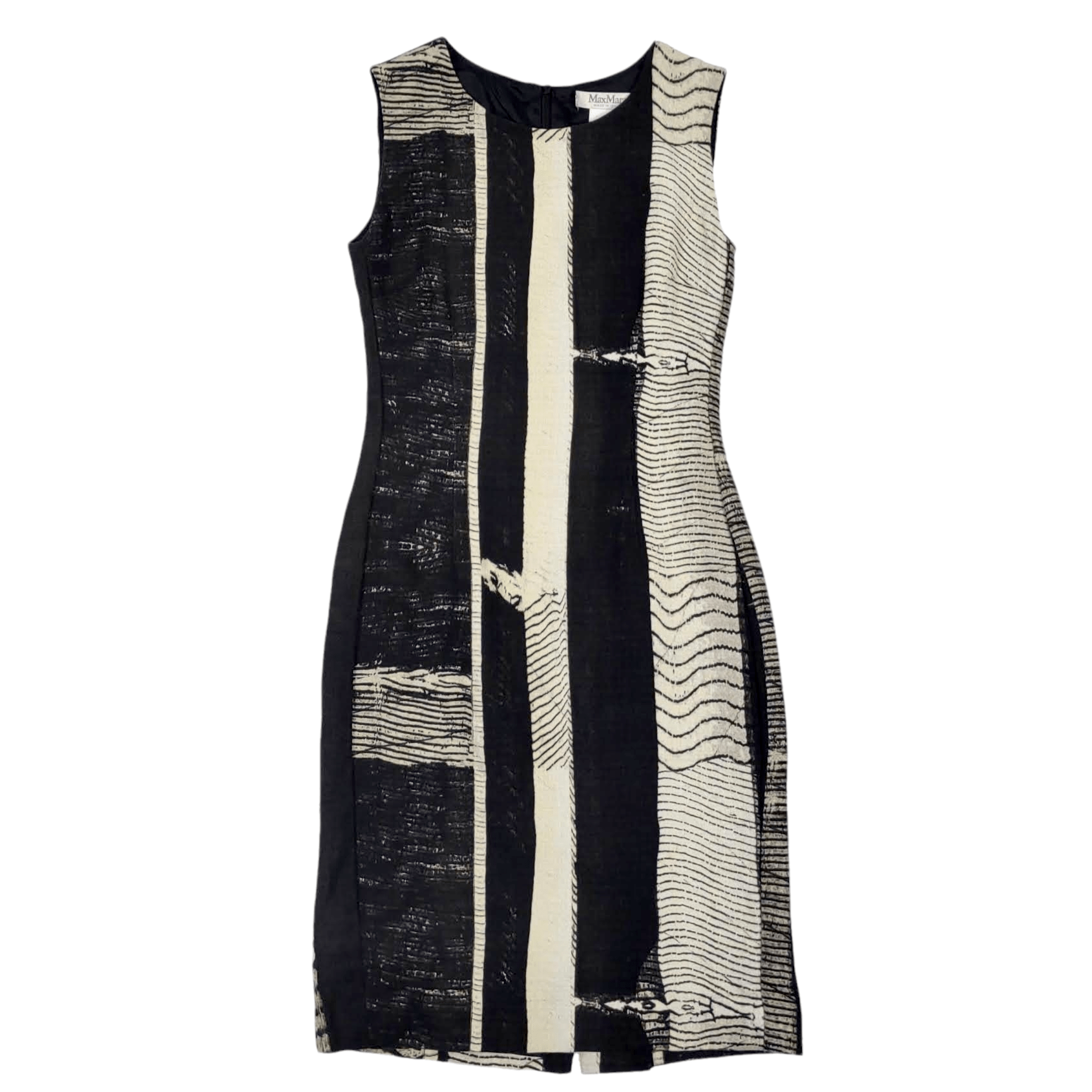 Max Mara Black Abstract Print Minimalist Dress
