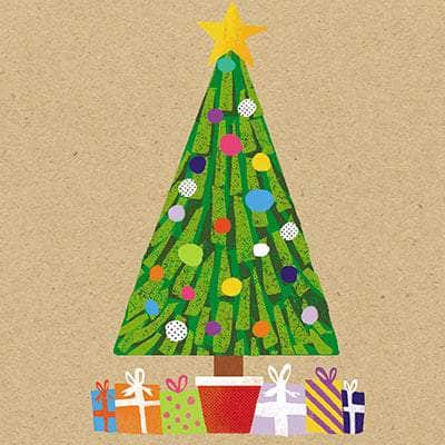Colourful Presents Under The Tree Christmas Cards - Pack of 10