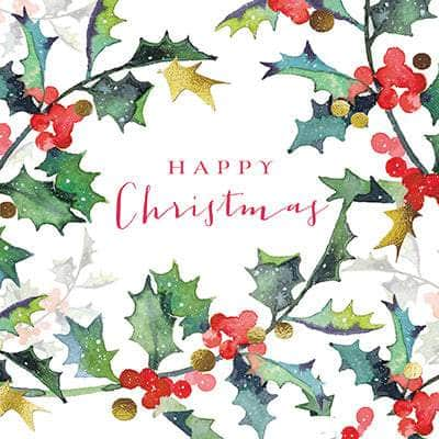 Holly Christmas Cards - Pack of 10