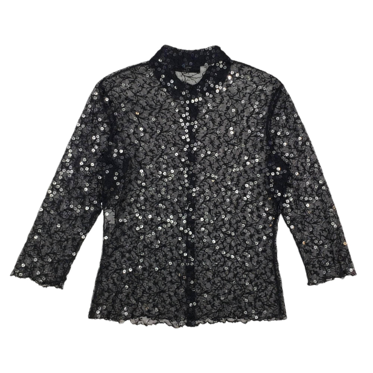 Ronit Zilkha Black Sequined Lace Blouse