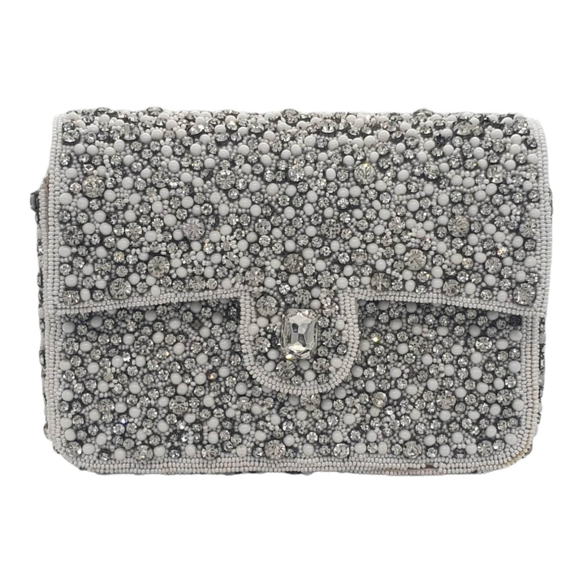 Amishi White Diamanté Embellished Clutch Bag