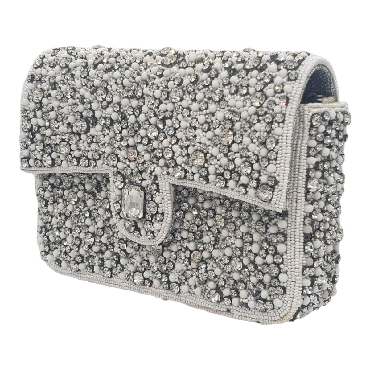 Amishi White Diamanté Embellished Clutch Bag