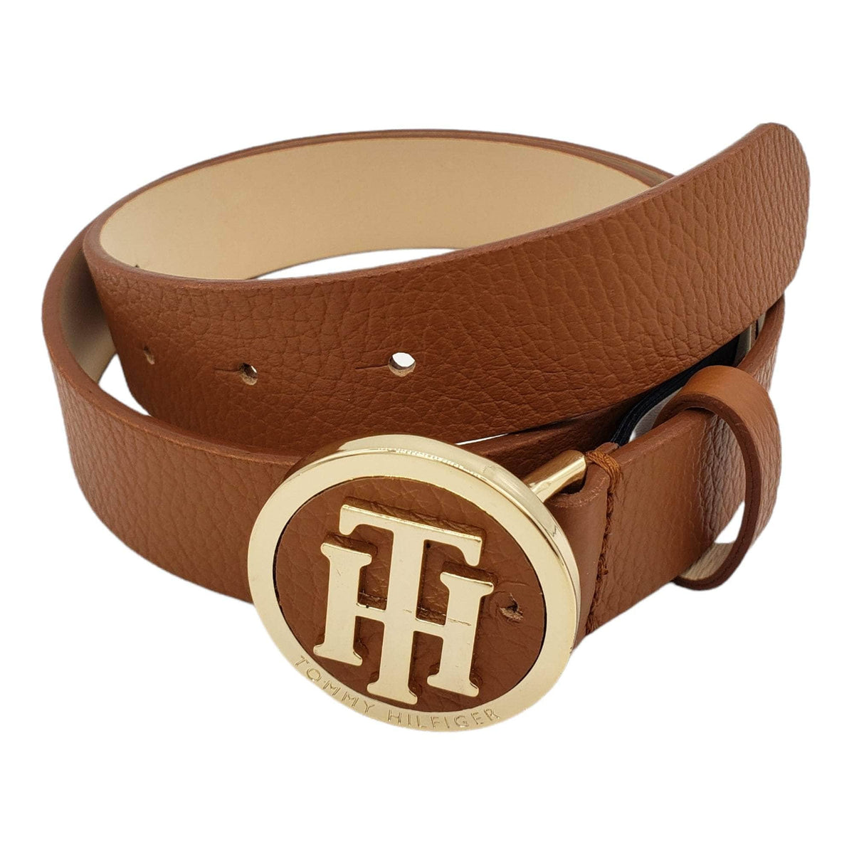 Tommy Hilfiger Brown Gold Logo Buckle Belt