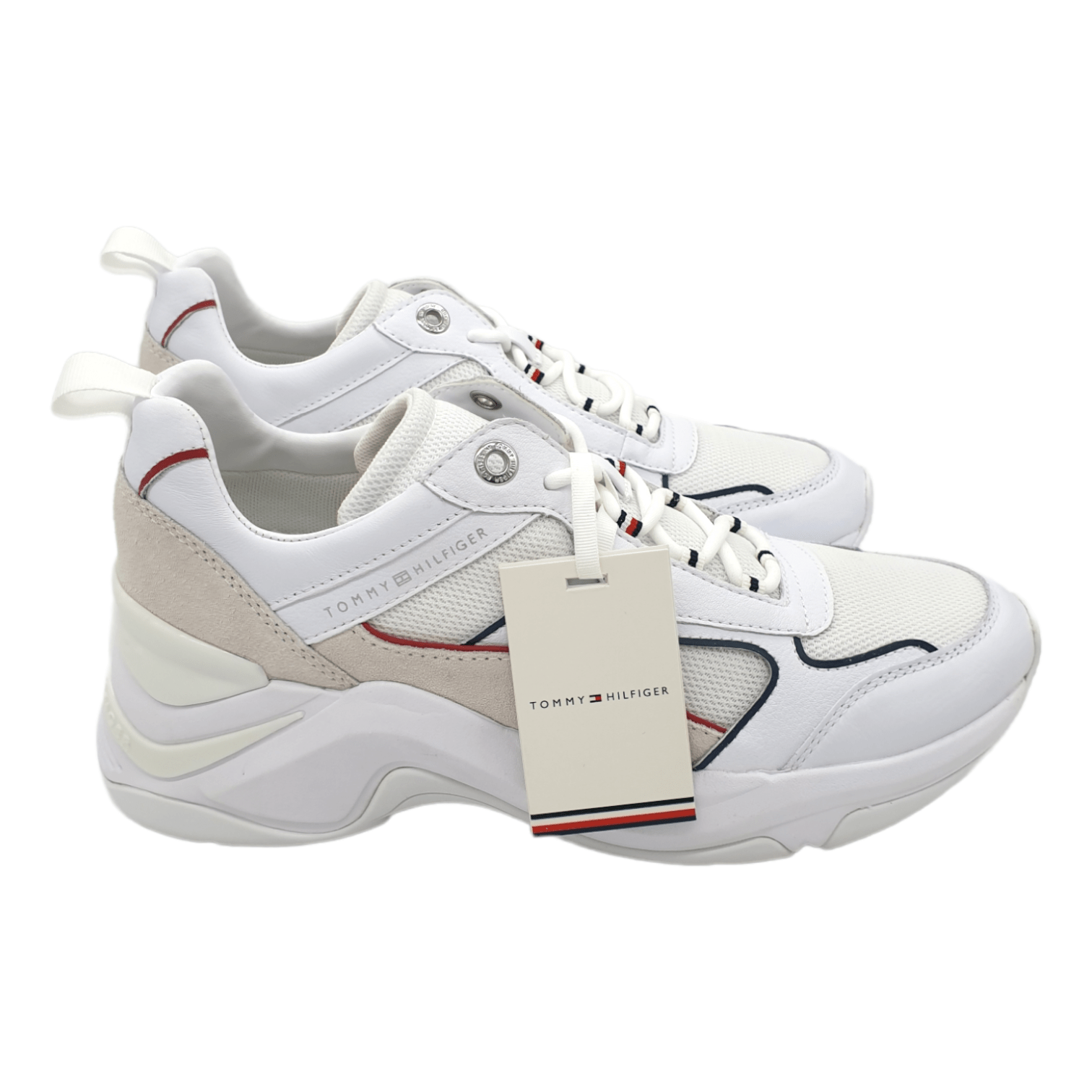 Tommy Hilfiger White & Cream Leather Trainers