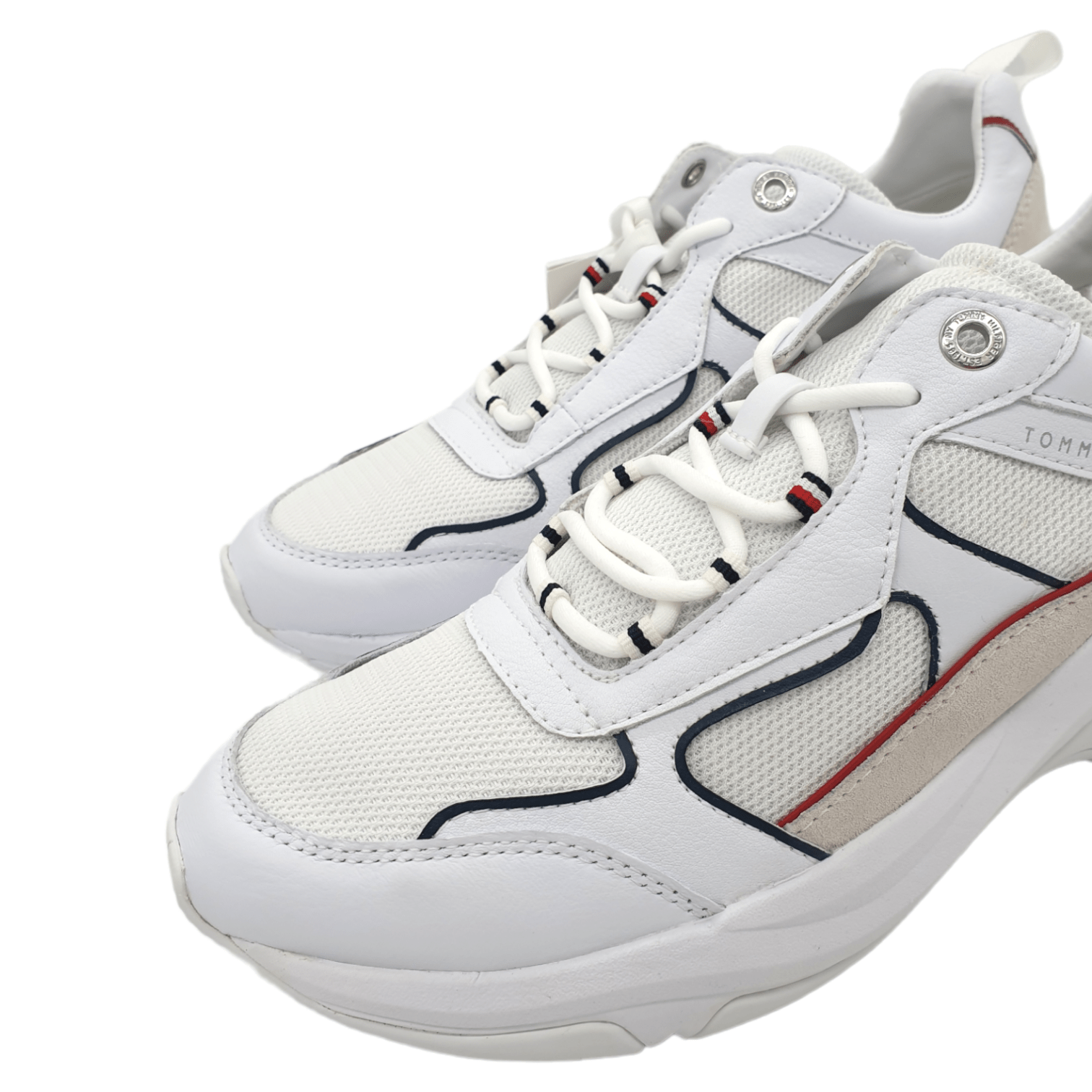 Tommy Hilfiger White & Cream Leather Trainers