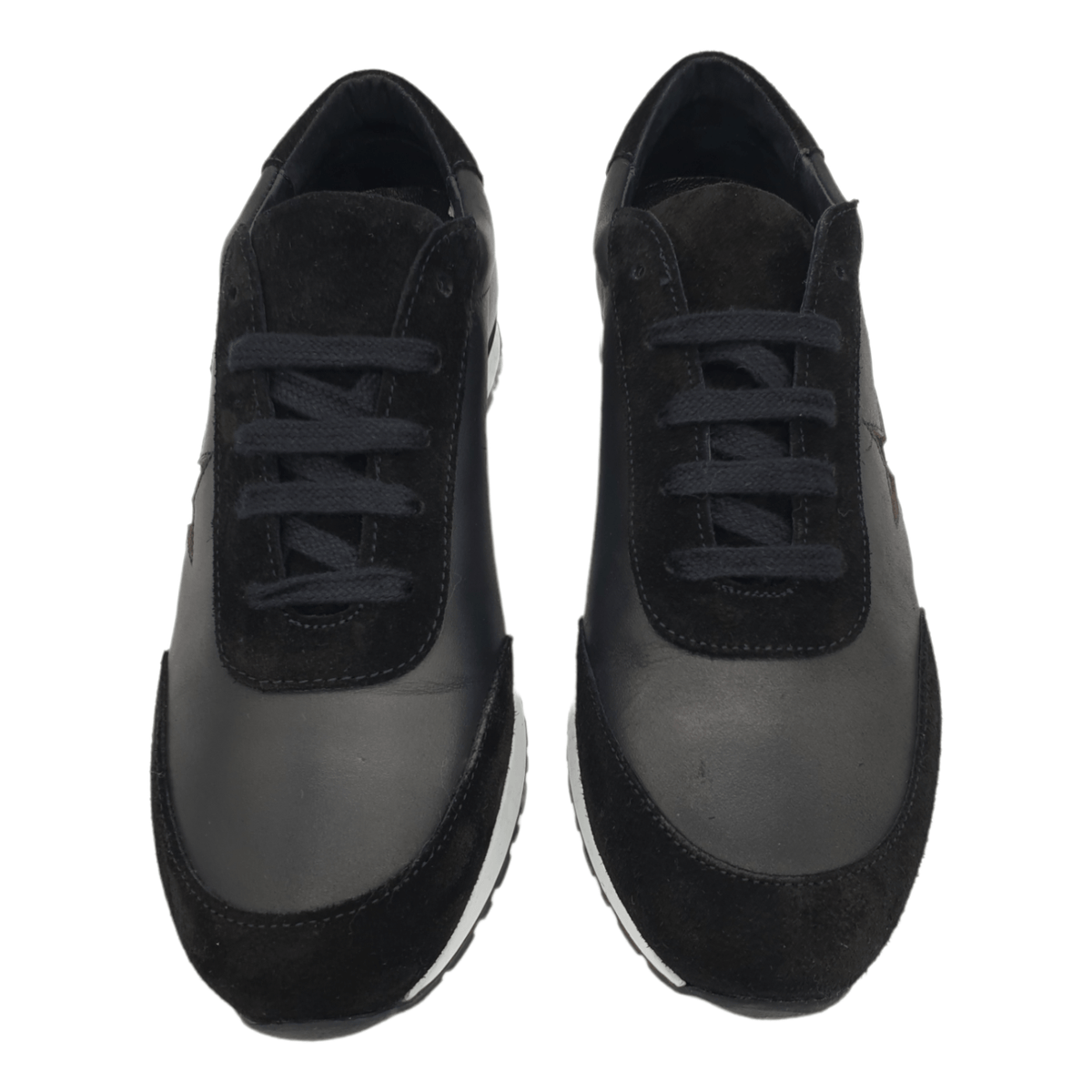 Hush Black Leather Suede Star Trainers