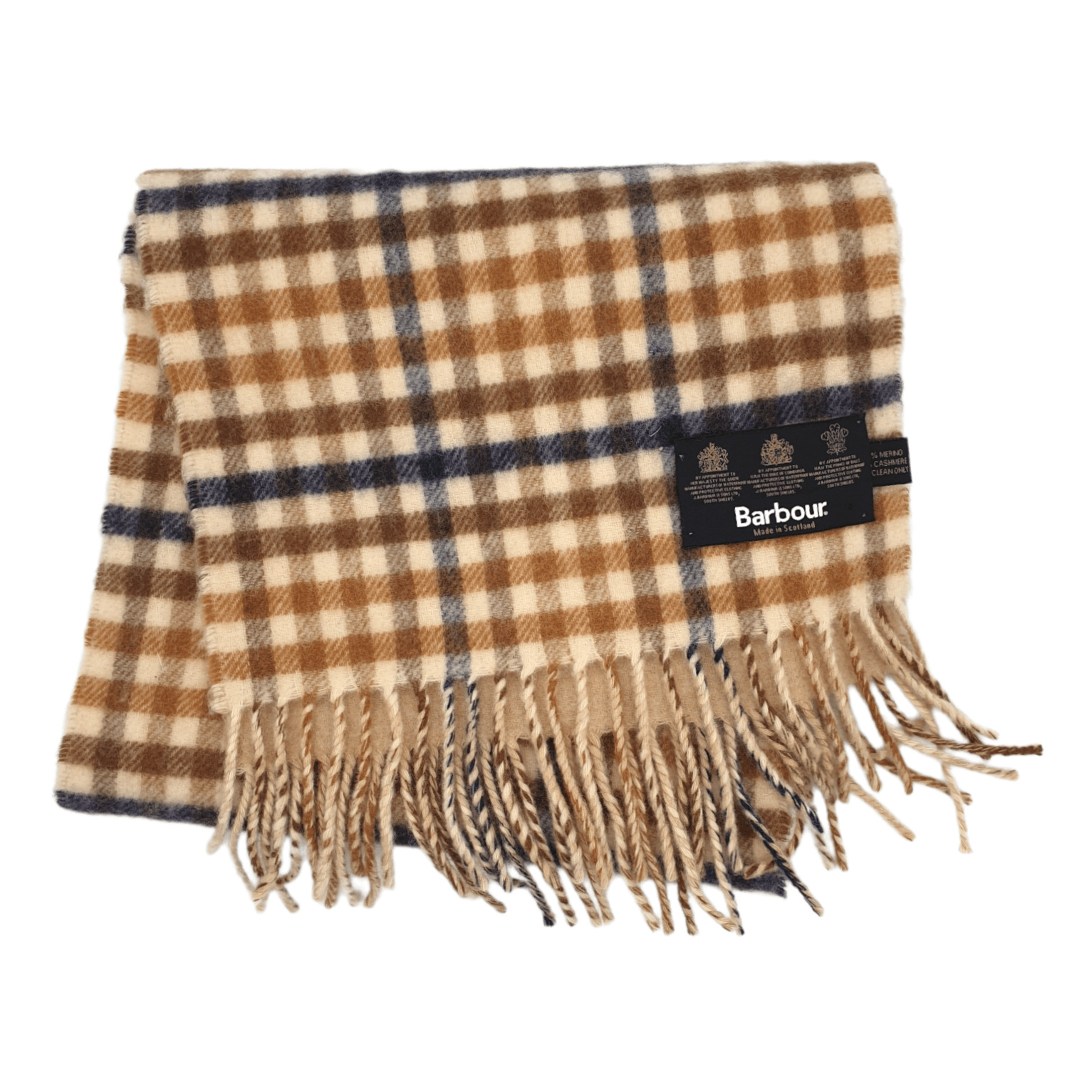 Barbour Cream Check Fringed Scarf