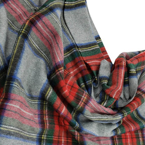 Fraas Grey Tartan Fringed Scarf