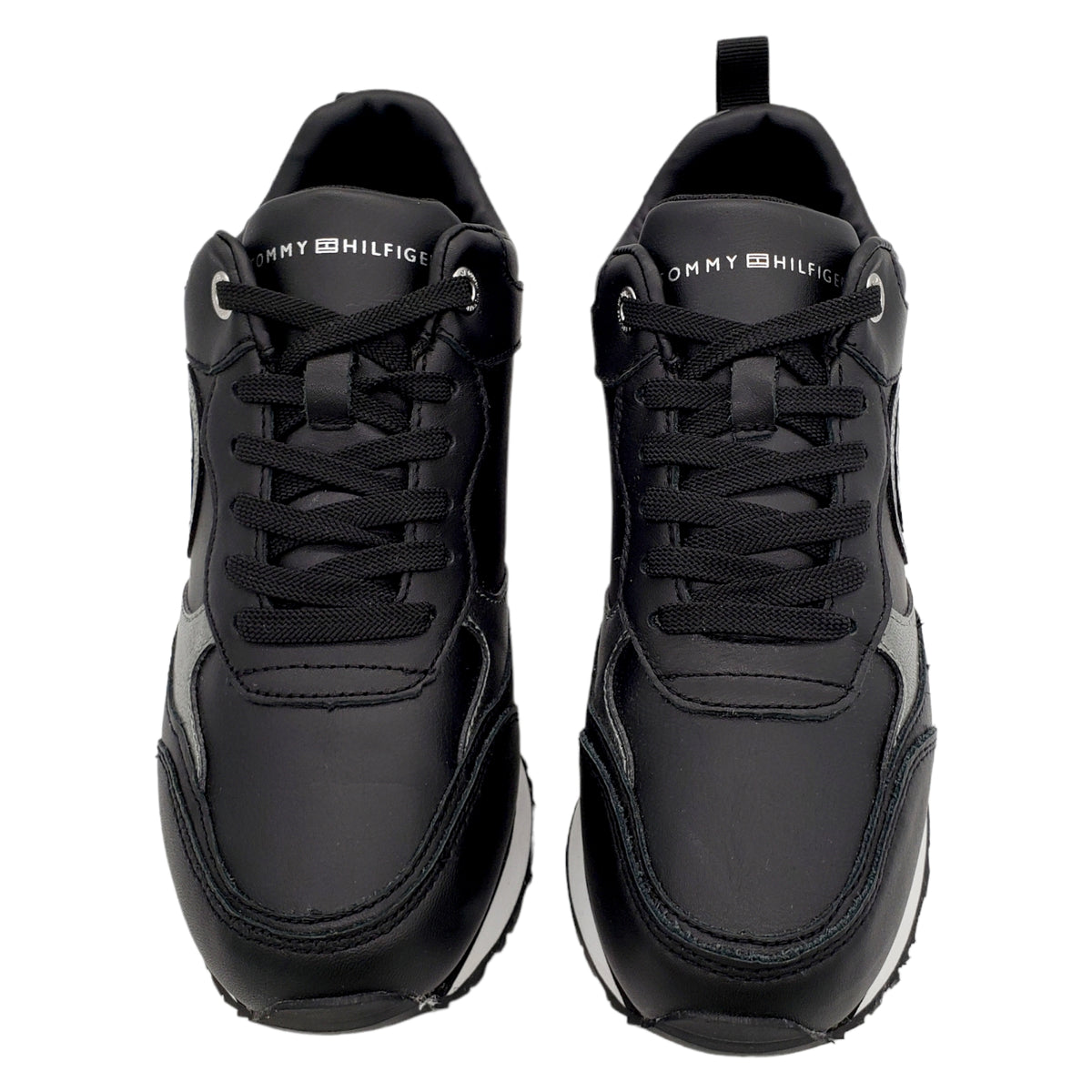 Tommy Hilfiger Black & Silver Leather & Suede Trainers