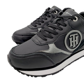 Tommy Hilfiger Black & Silver Leather & Suede Trainers