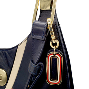 Tommy Hilfiger Navy Leather Curved Shoulder Bag