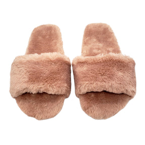 Hush Pink Bina Faux Fur Slides