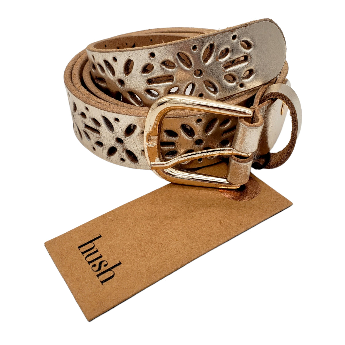 Hush Champagne Leather Ellen Belt