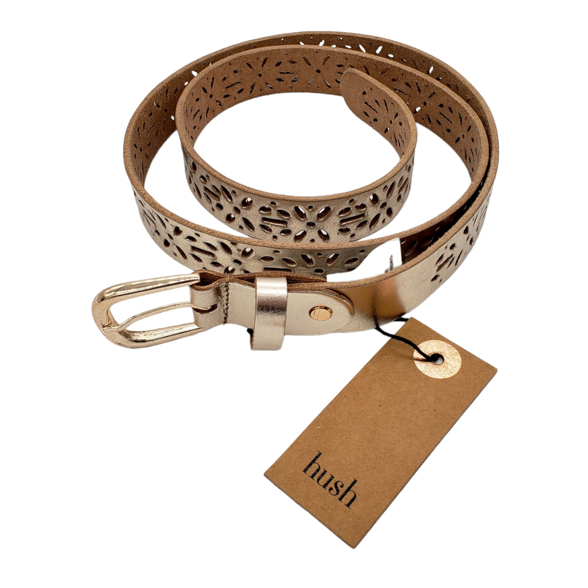 Hush Champagne Leather Ellen Belt