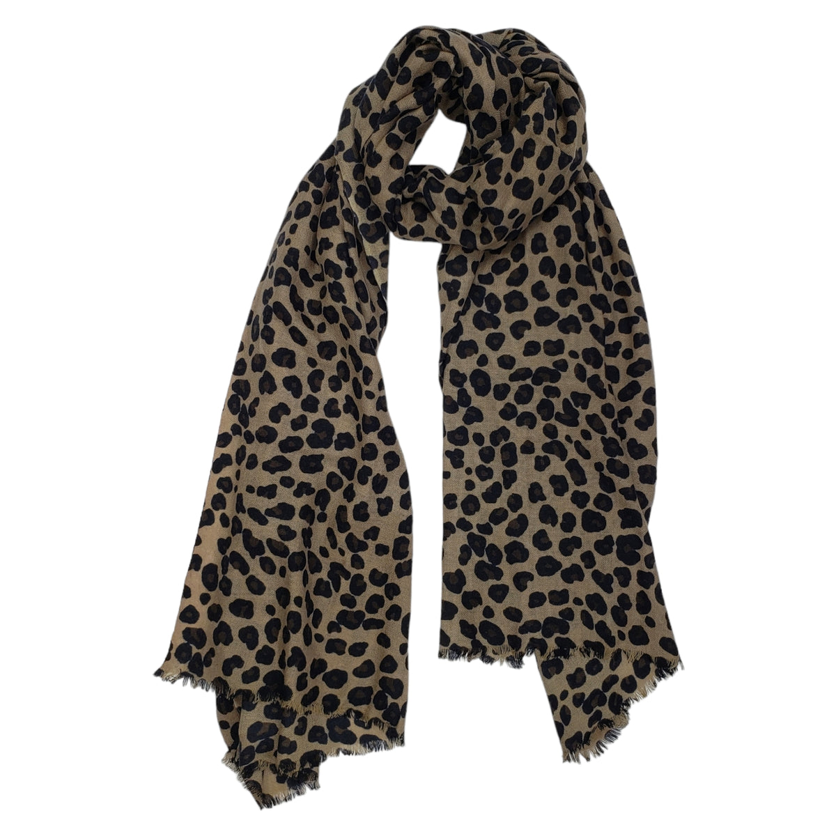 Hush Brown Leopard Print Cashmere Scarf