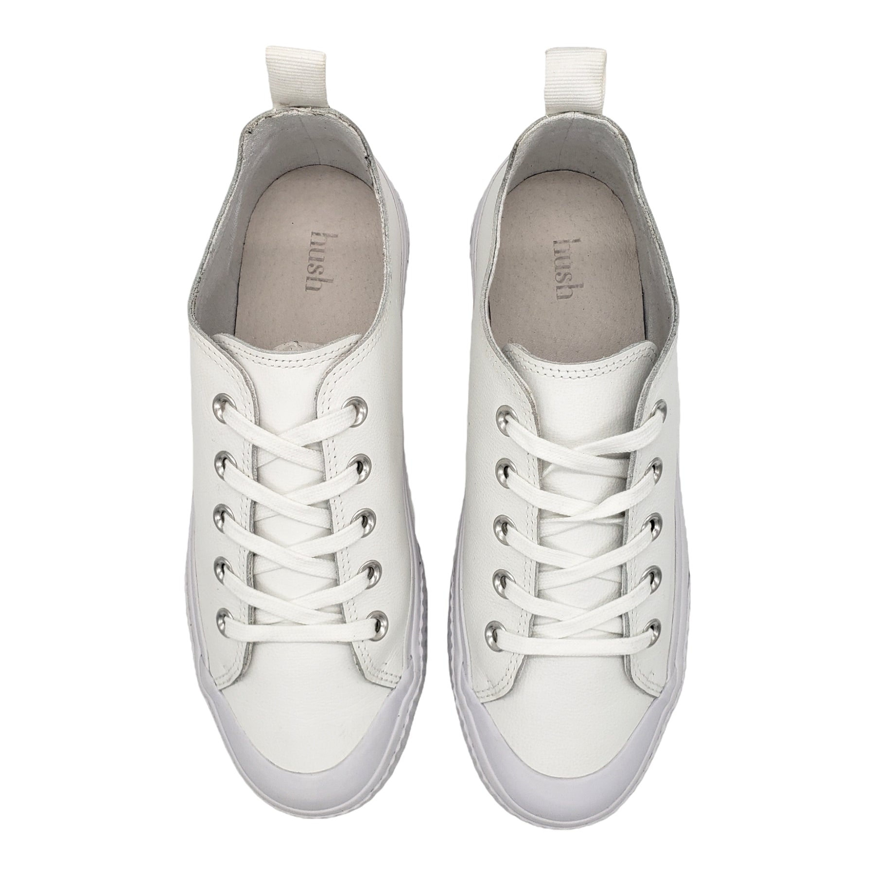 Hush White Dalmore Leather Trainers