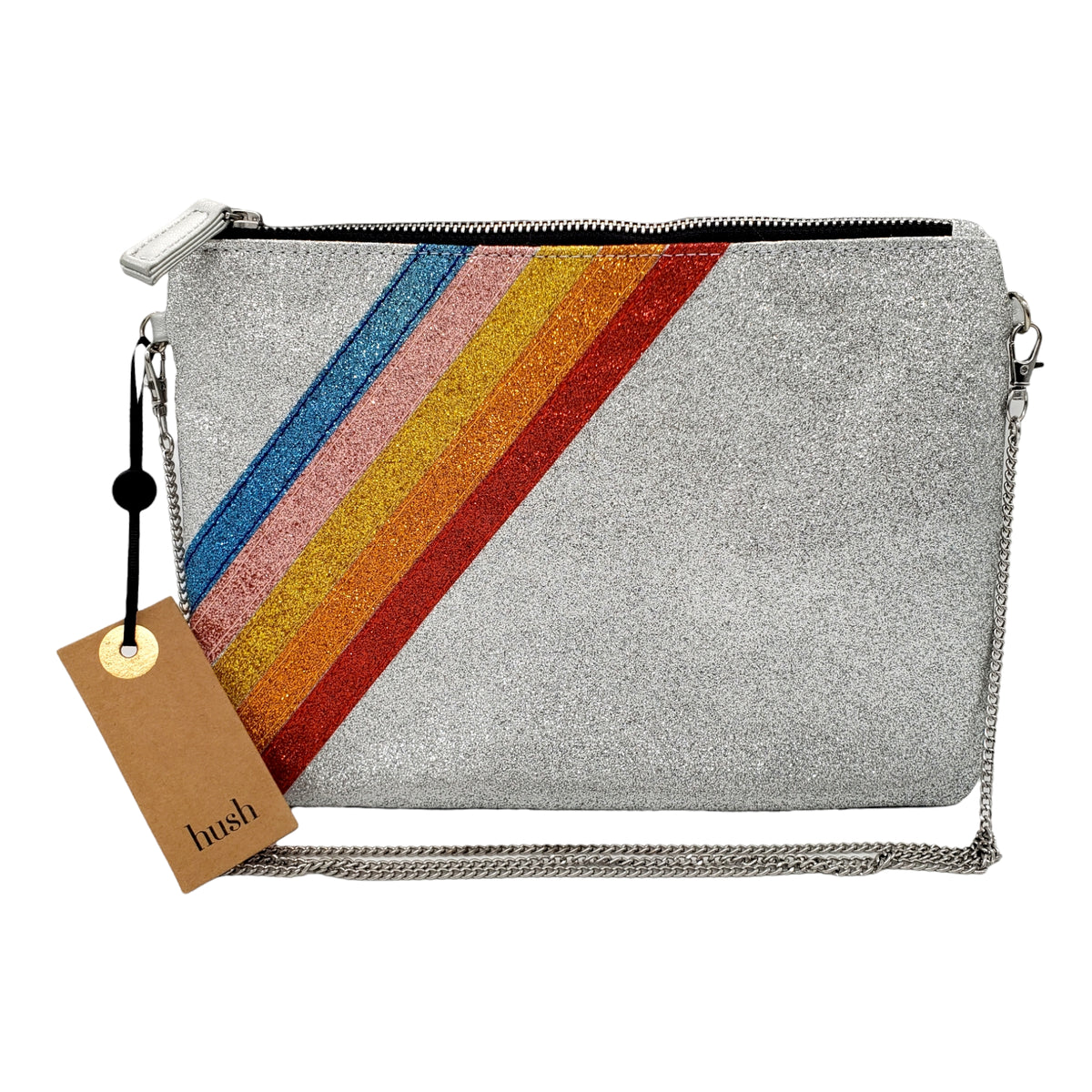 Hush Silver Metallic Rainbow Clutch