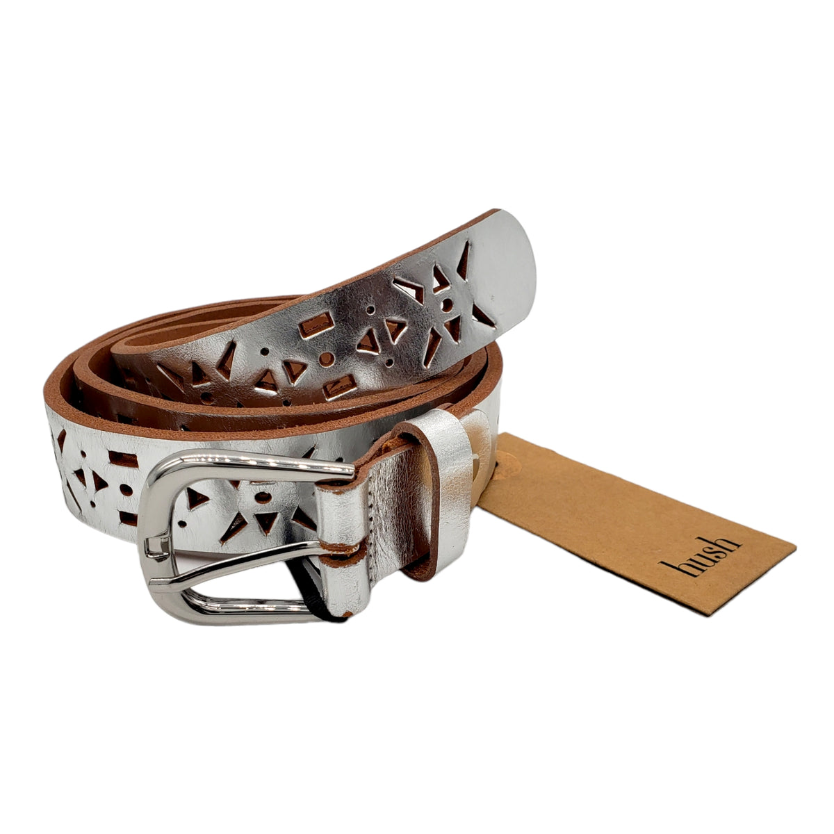 Hush Silver Leather Ely Belt