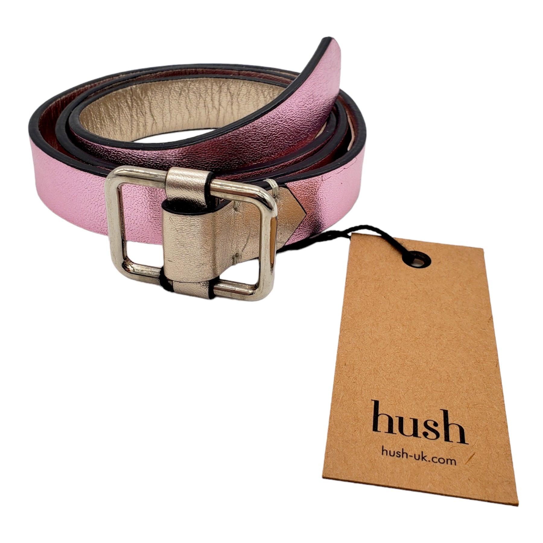 Hush Silver/Pink Reversible Metallic Belt