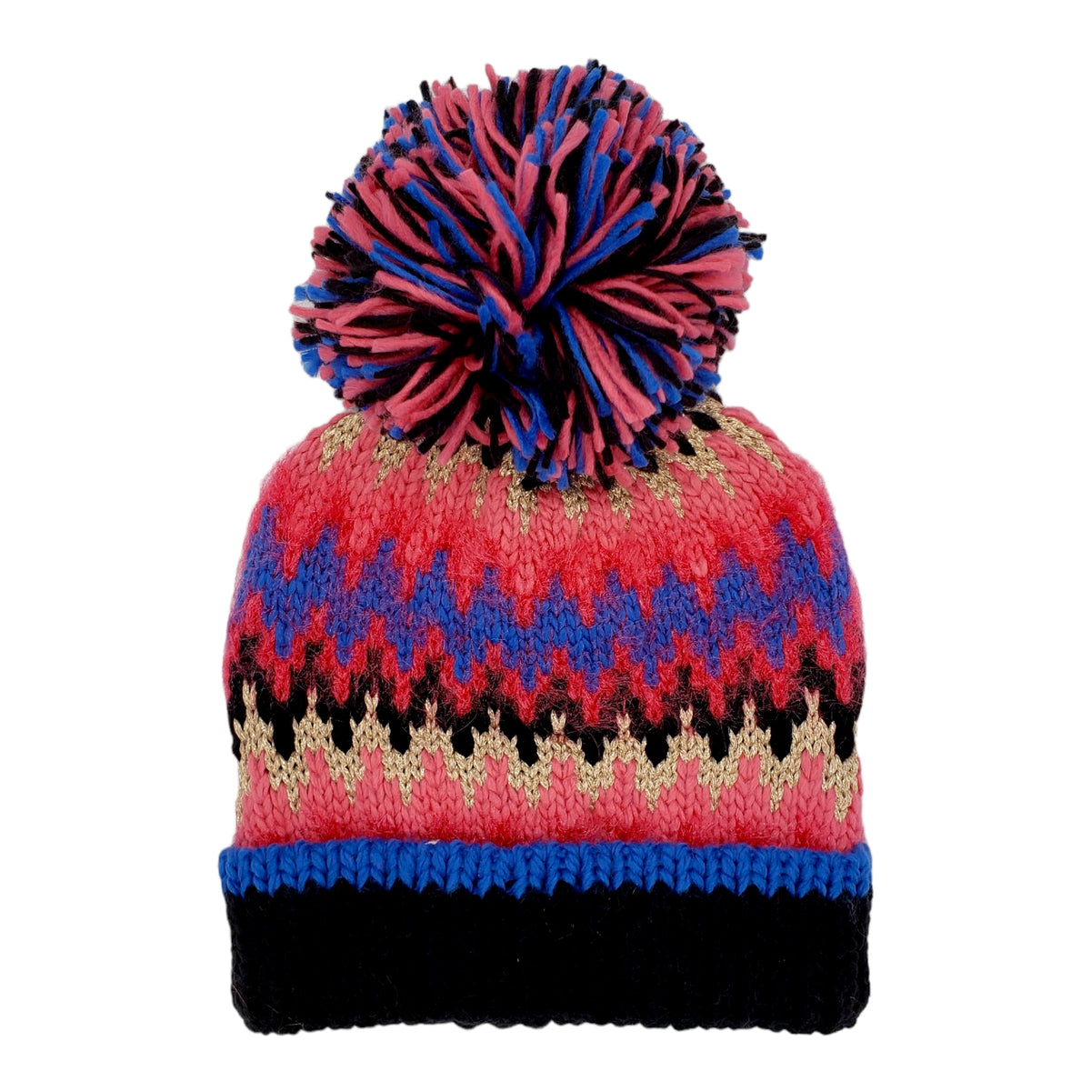 Hush Pink Fairisle Bobble Top Beanie