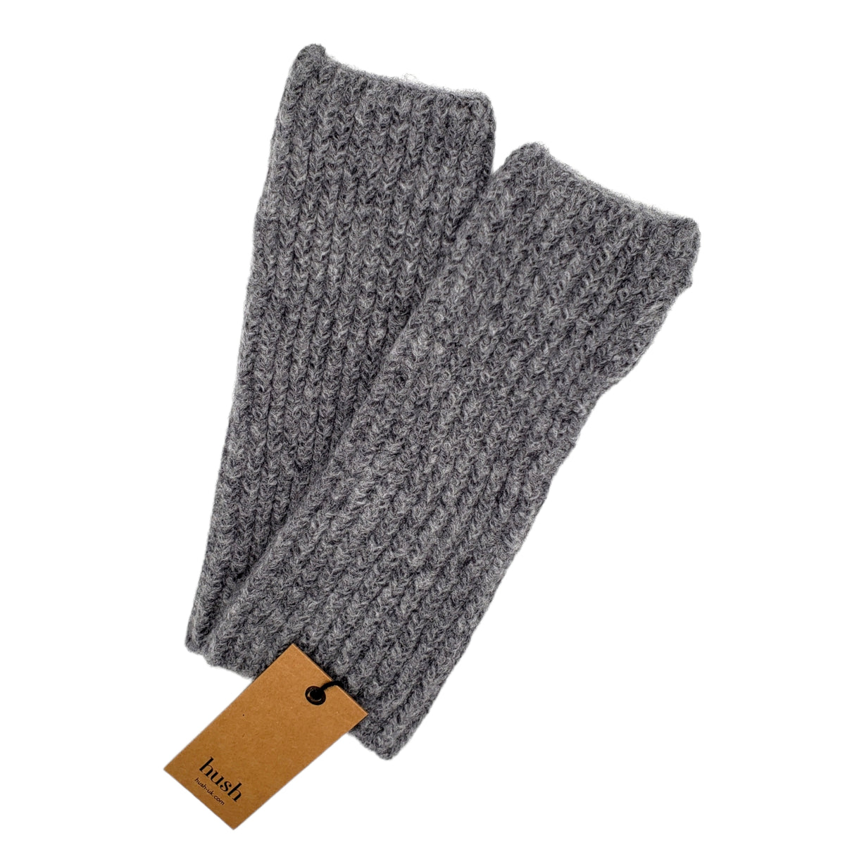 Hush Grey Marl Ribbed Fingerless Gloves