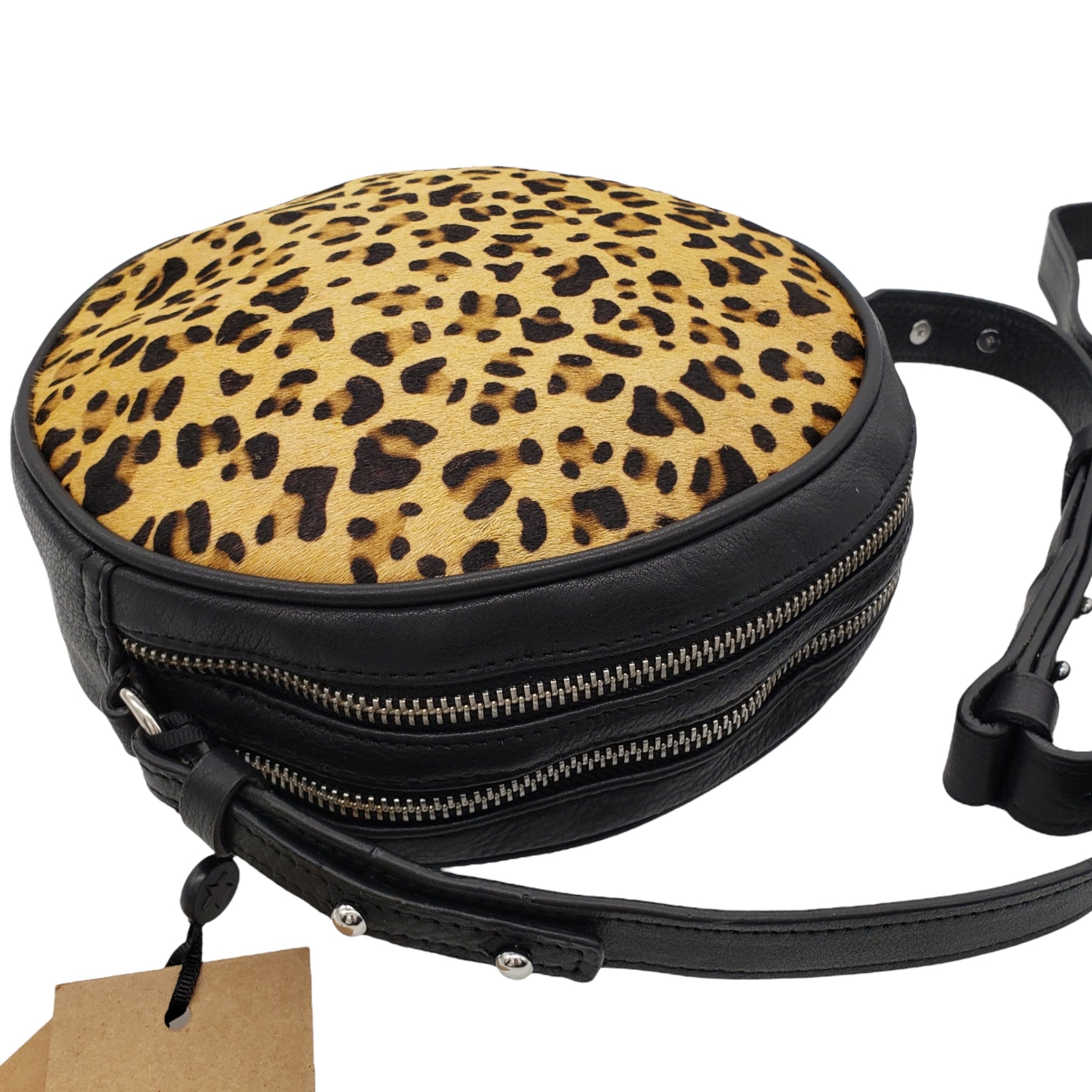 Hush Black Leopard Leather Bag