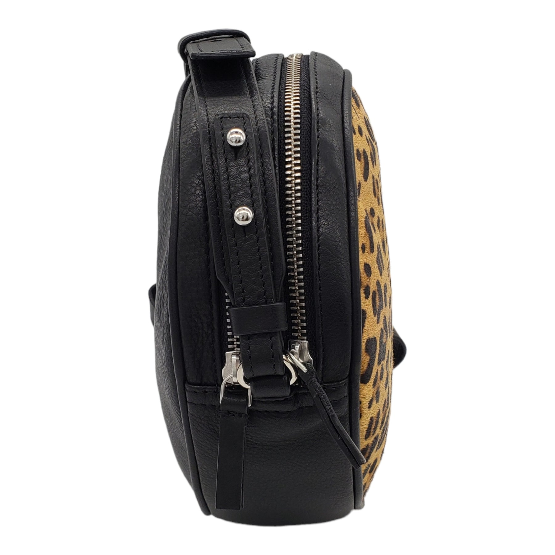 Hush Black Leopard Leather Bag