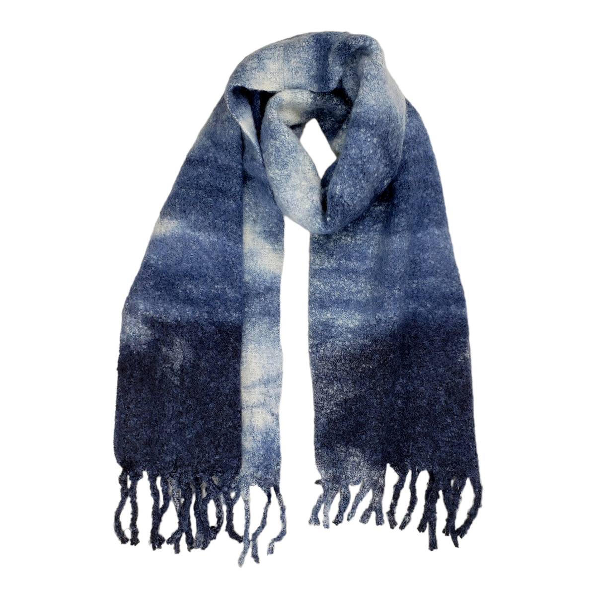 Hush Blue Tie Dye Fringed Scarf