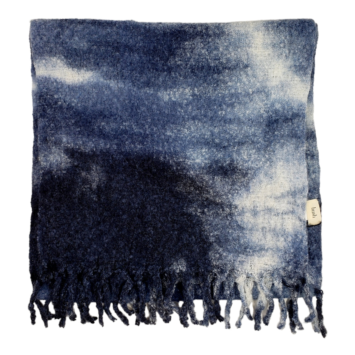 Hush Blue Tie Dye Fringed Scarf