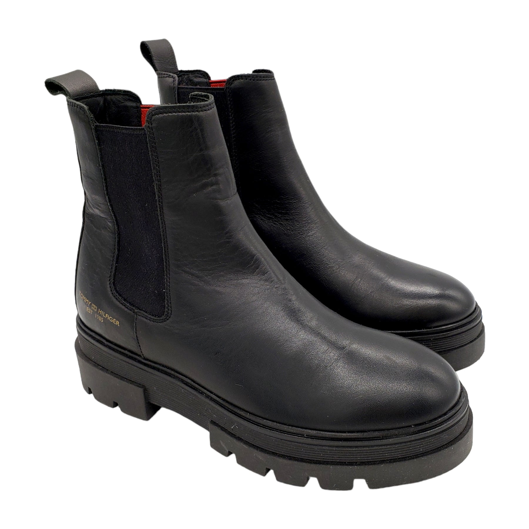 Tommy Black Chunky Chelsea Boots Shop from Crisis Online