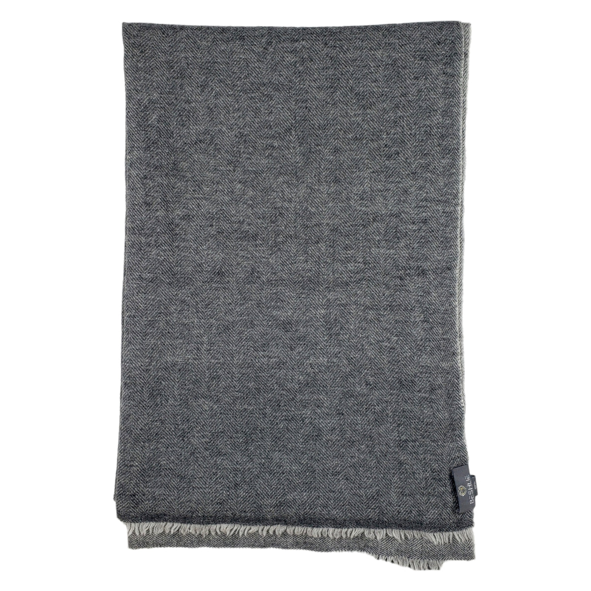 Beshlie Grey Herringbone Cashmere Scarf