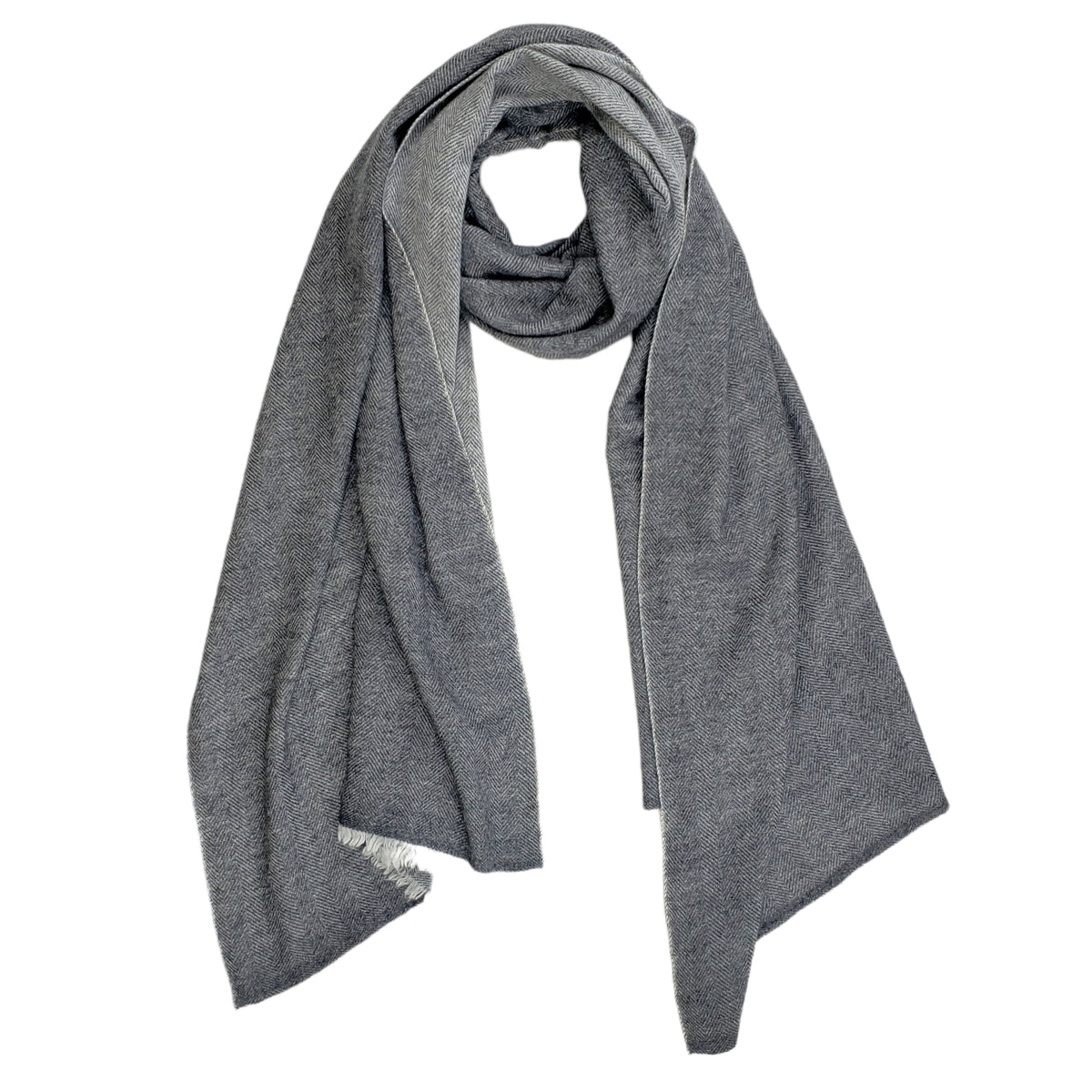 Beshlie Grey Herringbone Cashmere Scarf