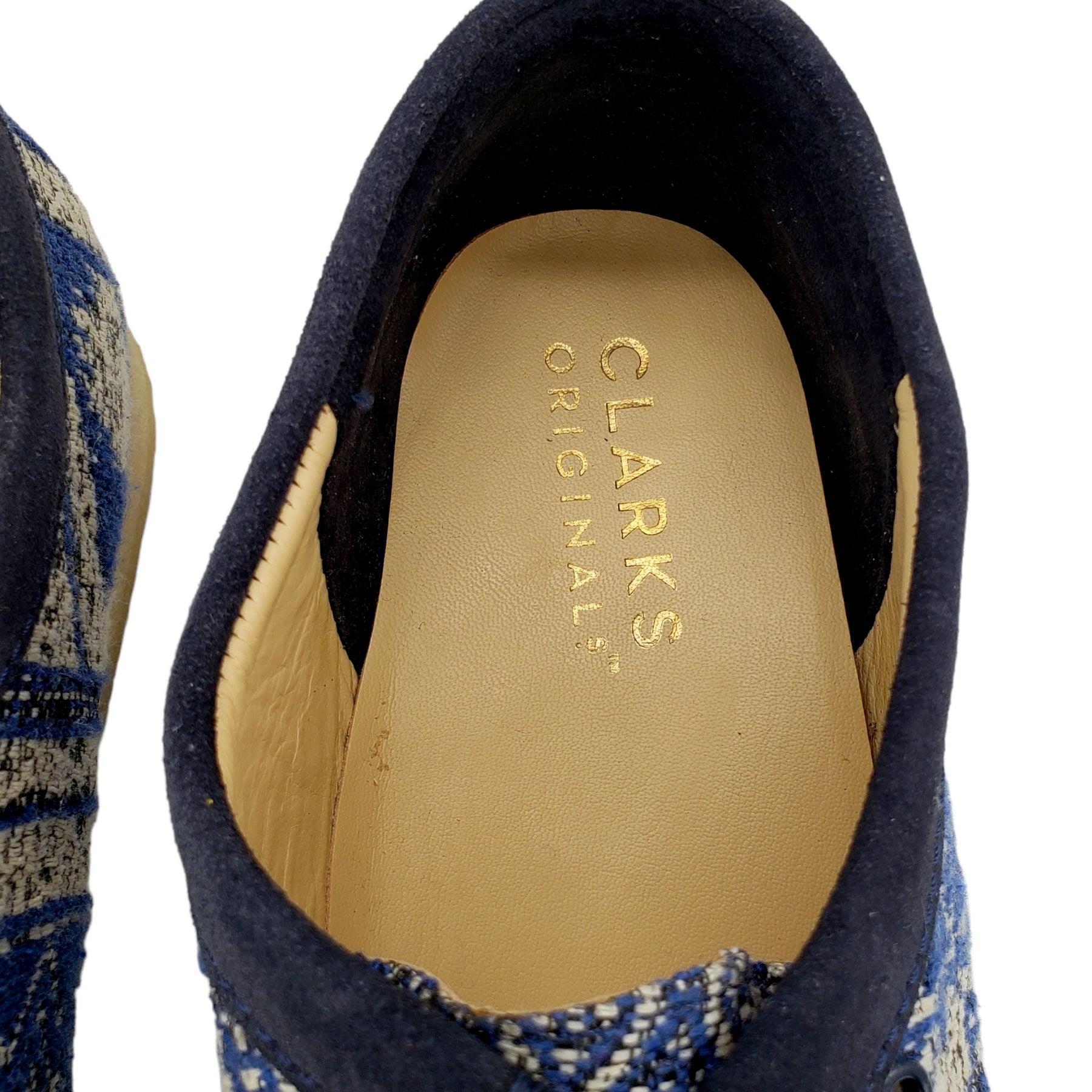 Clarks Wallabies Blue & White Tapestry Boots