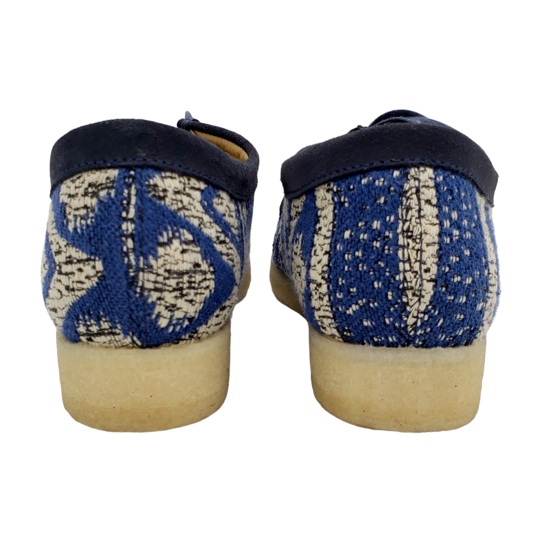 Clarks Wallabies Blue & White Tapestry Boots