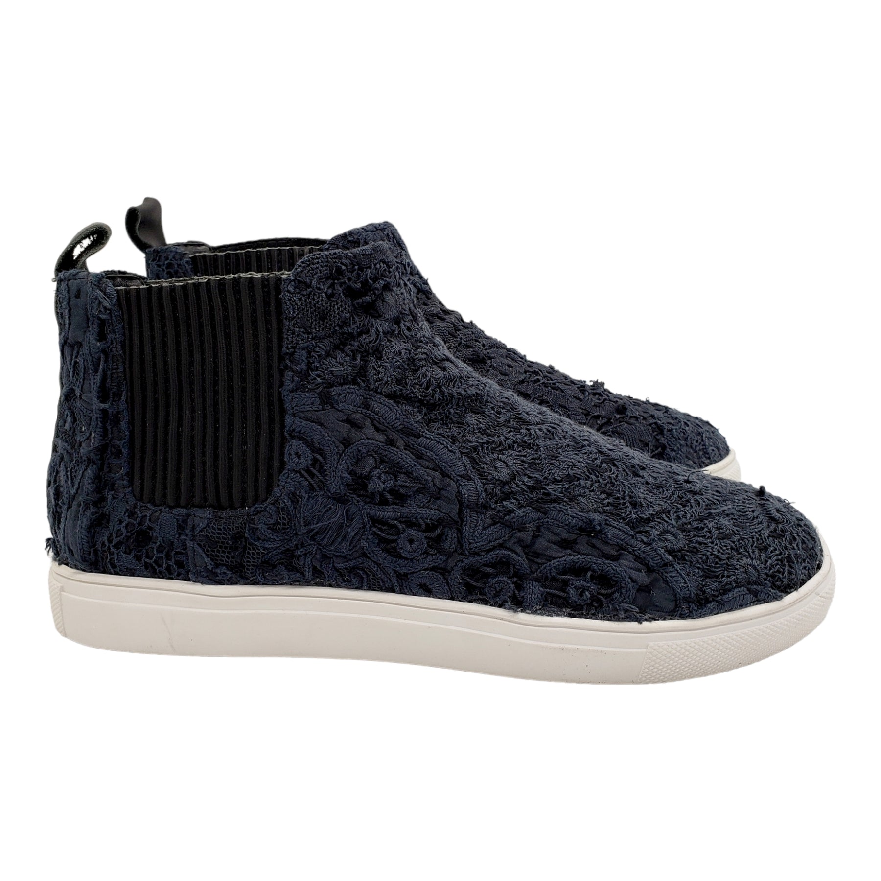 By Walid Navy Embroidered Ankle Boots
