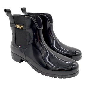 Tommy Hilfiger Black Patent Wellies