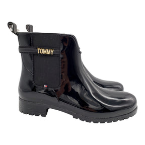 Tommy Hilfiger Black Patent Wellies